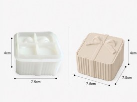 Molde silicona cajita rayada cuadrada tapa moño